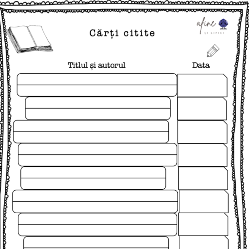 Listă de lecturi – de completat, de imprimat